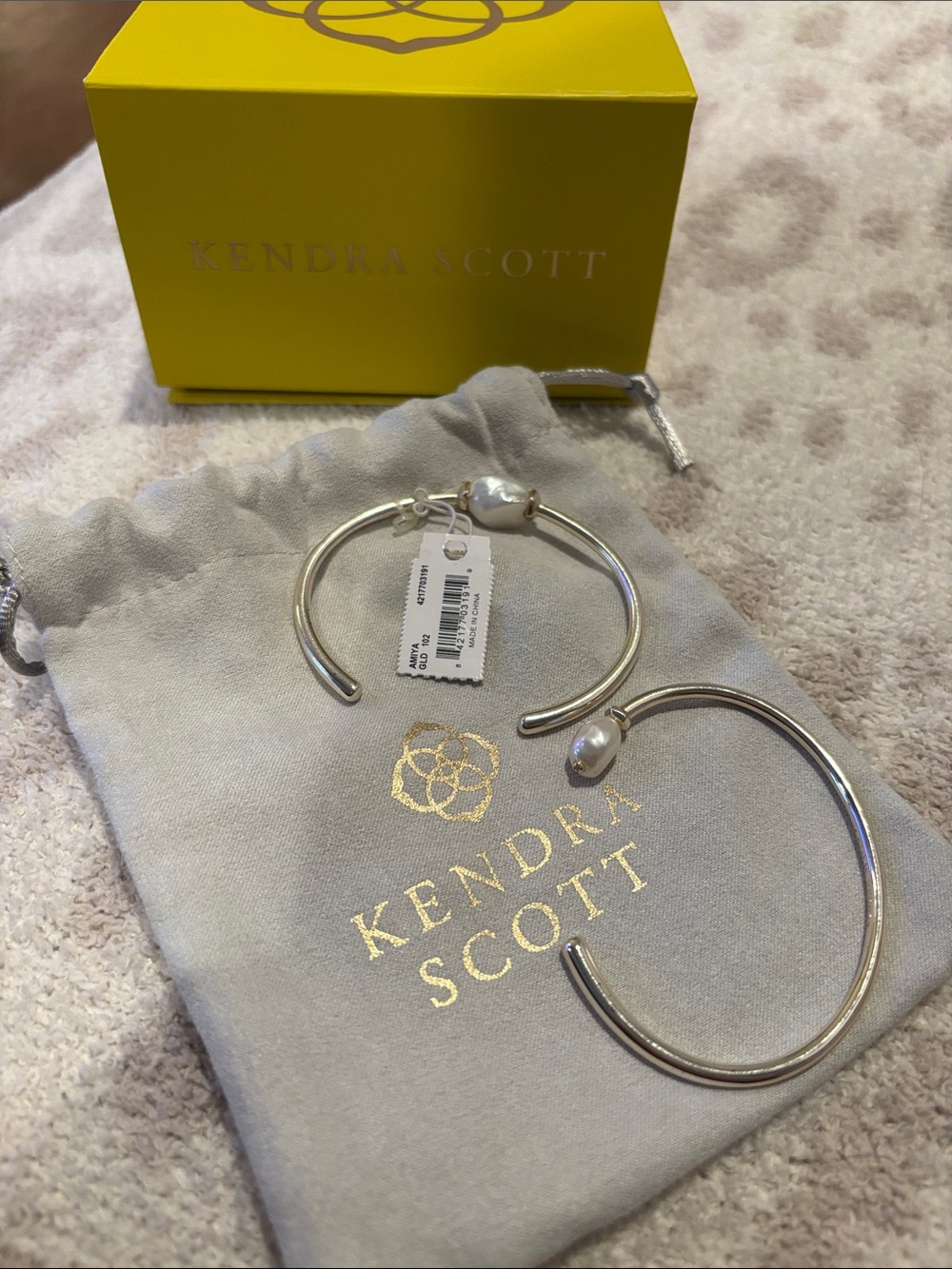 Kendra Scott Set of 2 Silver Cuff Bracelets with Pearl Accents
